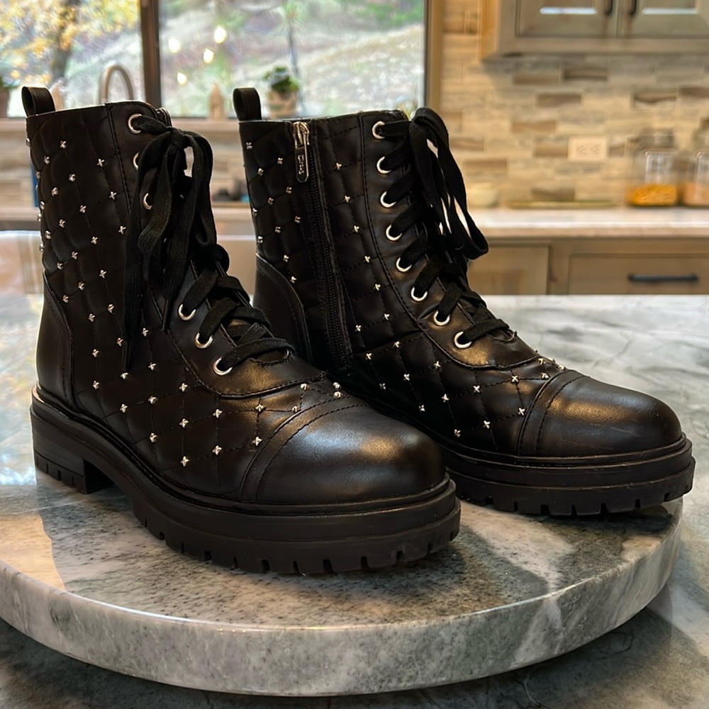 Sam Edelman Circus Black Quilted Moto Boots Size 9.5